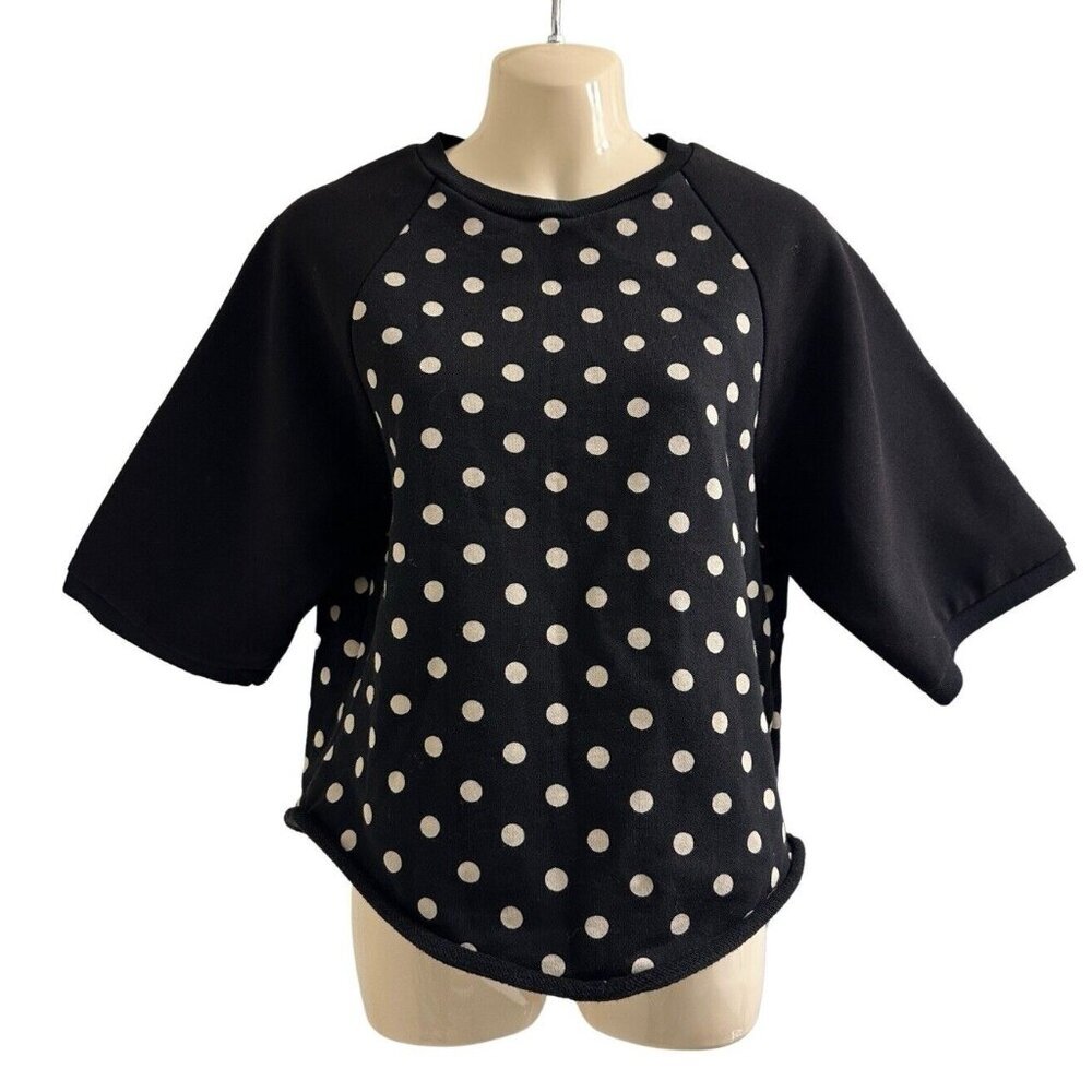 3.1 Phillip Lim Sweater Polka Dot Crop Boxy Short Sleeve Womens S Preppy Retro